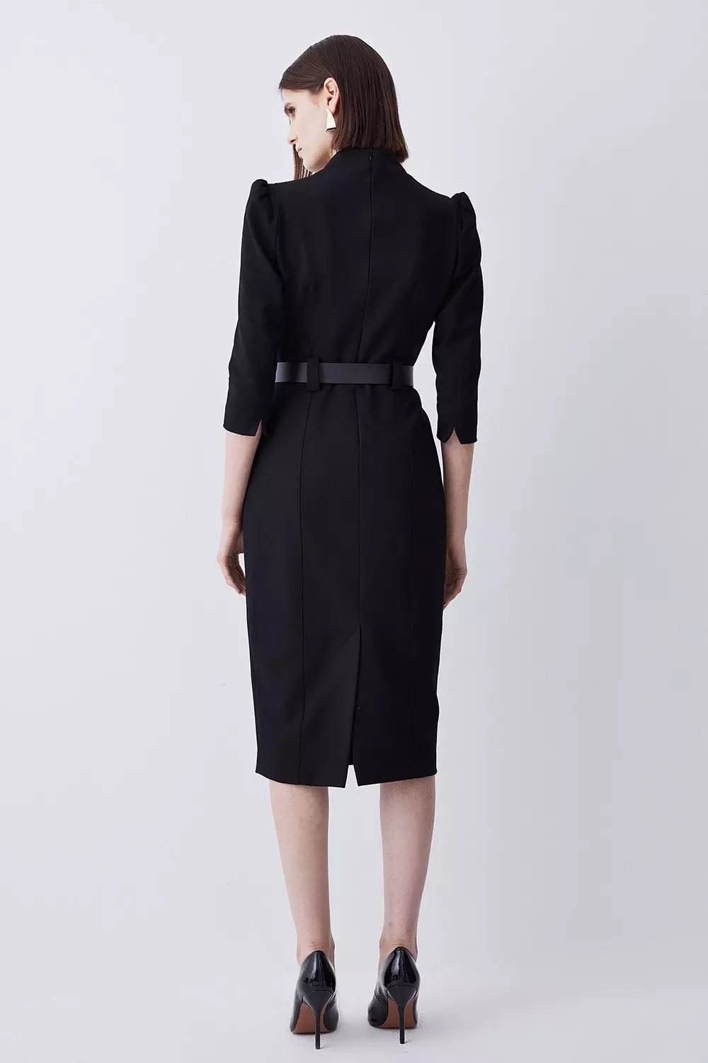 Structured Crepe Belted Forever Midi Dress | Karen Millen