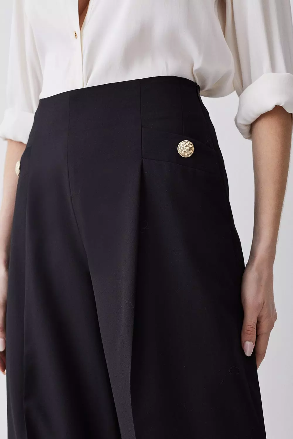 パンツ BLACKBYMOUSSY  loosestraight crarhdenim Akari Pleated Cotton Pants by Black Crane- La Garçonne