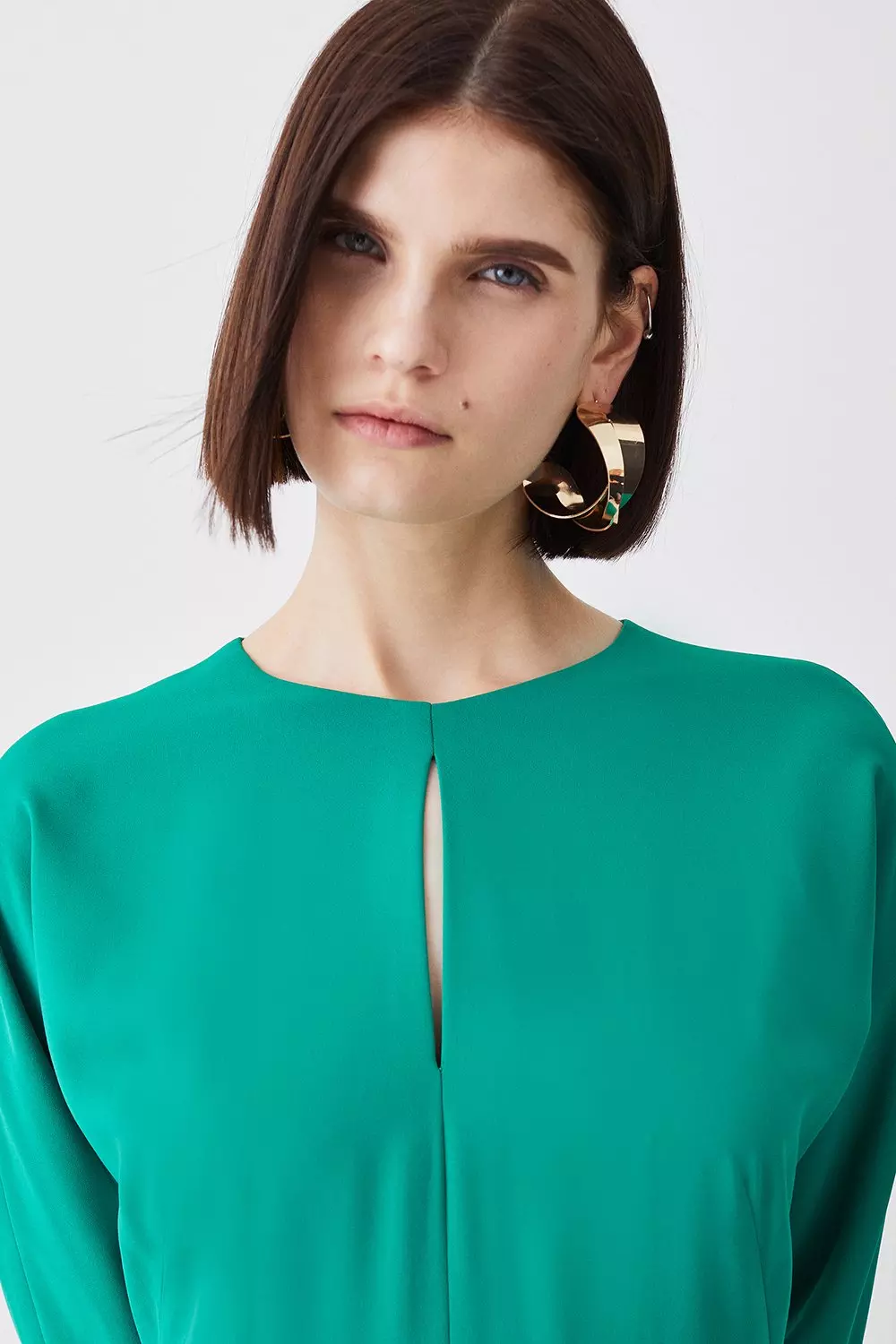 Keyhole Crepe Soft Tailored Split Detail Maxi Dress | Karen