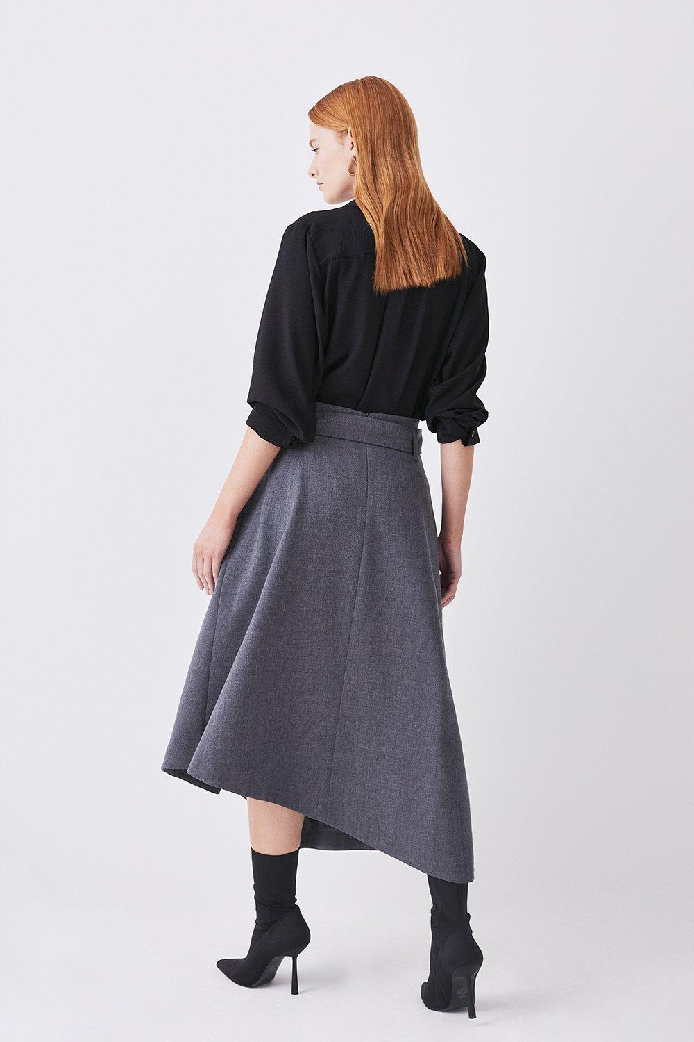 Logo asymmetric midi skirt