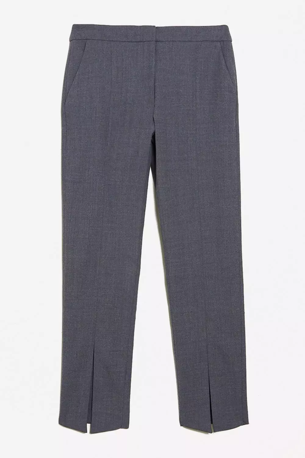 Premium Wool Flannel Split Cuff Detail Slim Leg Pants