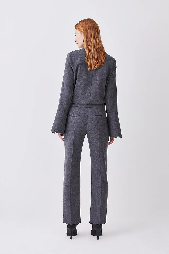 Premium Wool Flannel Split Cuff Detail Slim Leg Pants Premium Wool Flannel Split Cuff Detail Slim Leg Pants