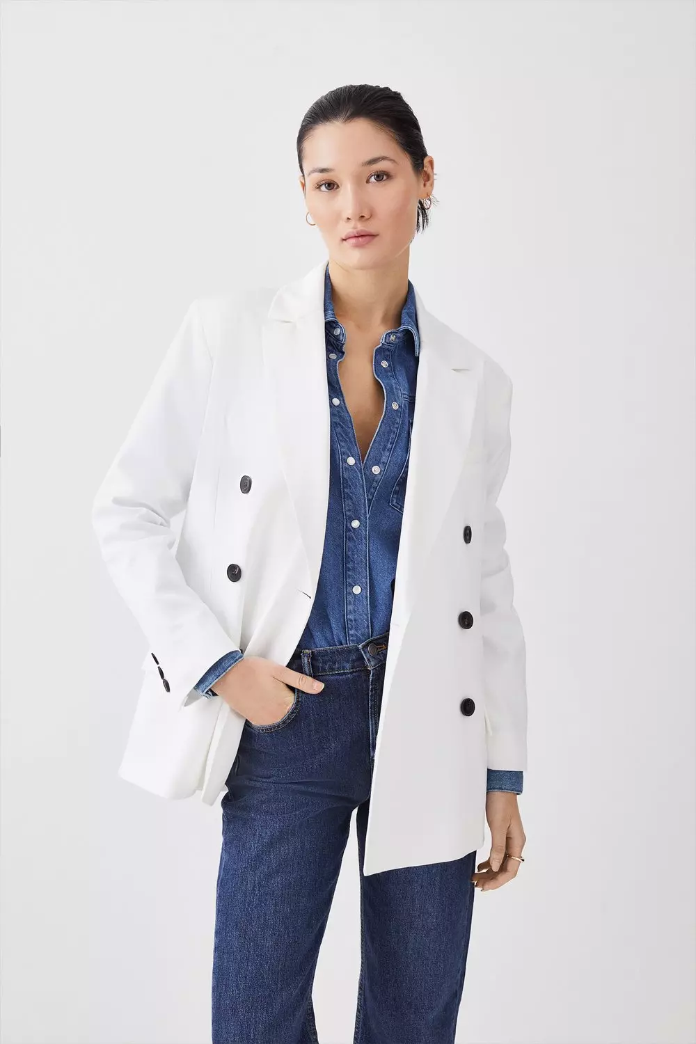 Sharp Shoulder Double Breasted Blazer | Karen Millen
