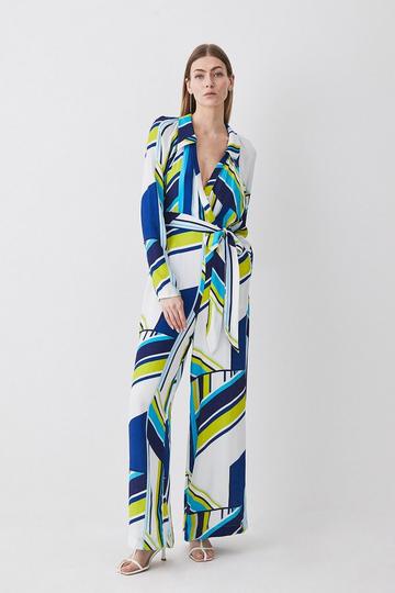 Bold Stripe Belted Woven Jumpsuit multi