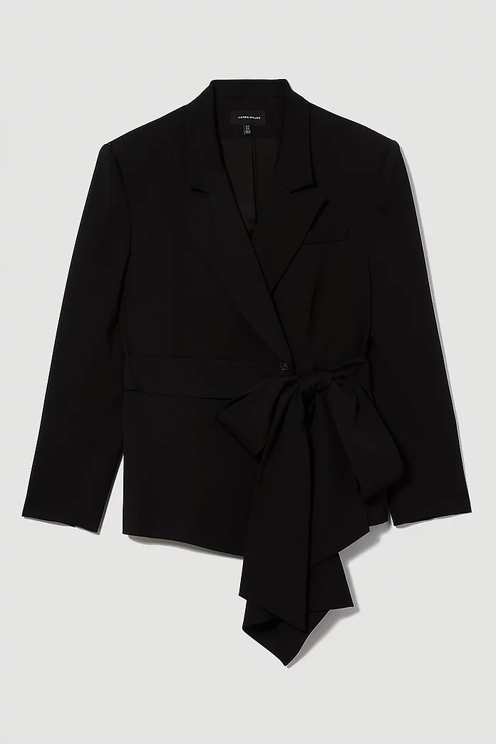 Plus Size Drape Detail Soft Detail Blazer | Karen Millen Plus Size Drape Detail Soft Detail Blazer | Karen Millen