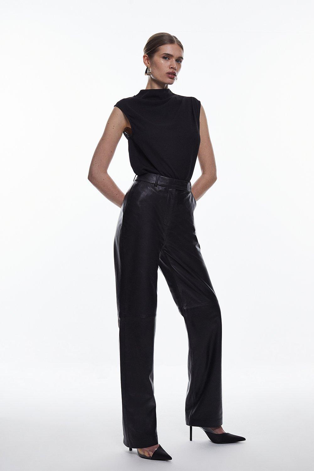 TZLDN Leather Trousers Women High Waist Straight Wide Leg Leather Pants  Black PU Wet Look Leggings Vintage Streetwear #5Fashion - Dark Green, M :  Amazon.co.uk: Fashion