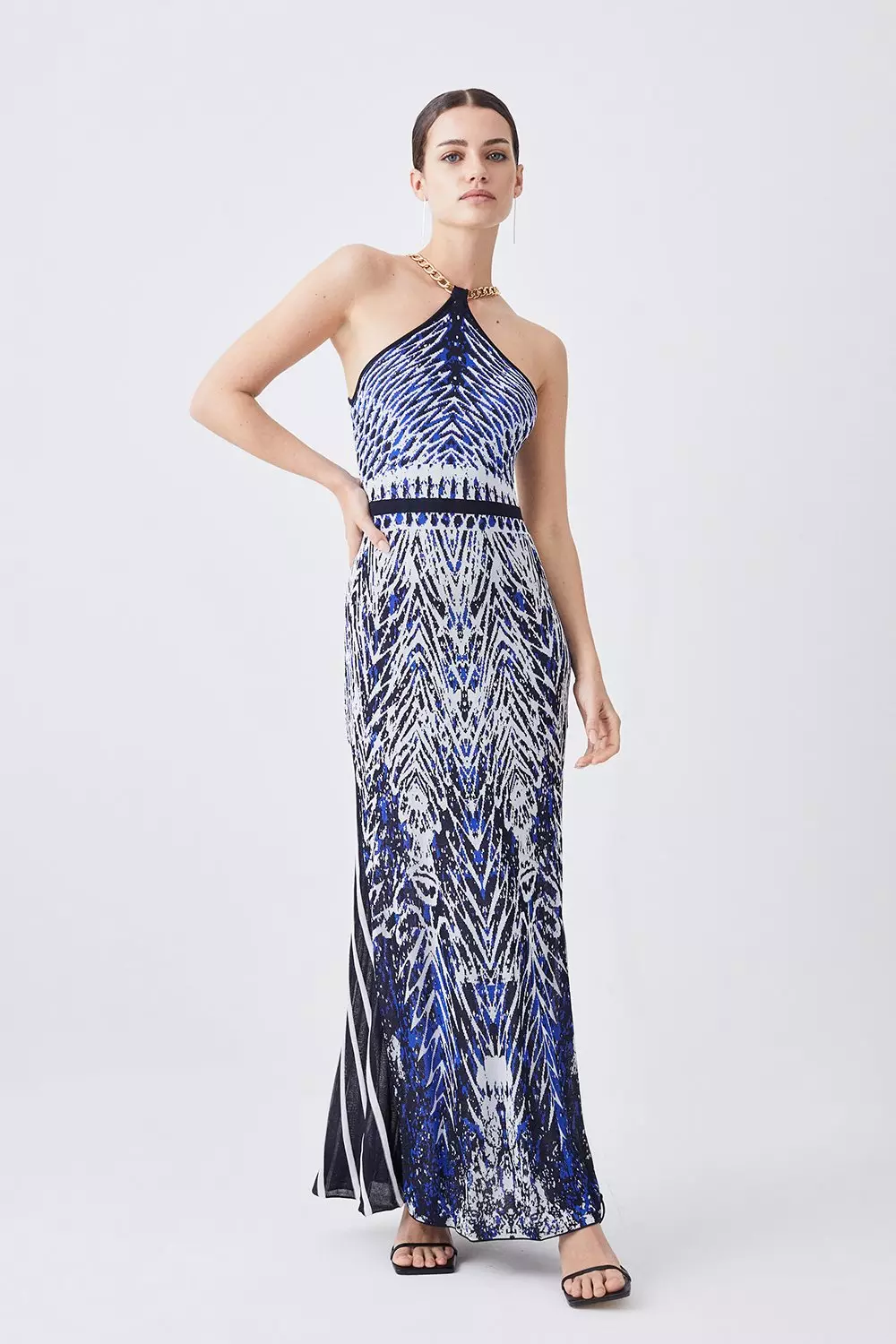 ★Karen Millen★ シャーリングウエストウーブンミディドレス bkk10653_white_xl?pdp.template