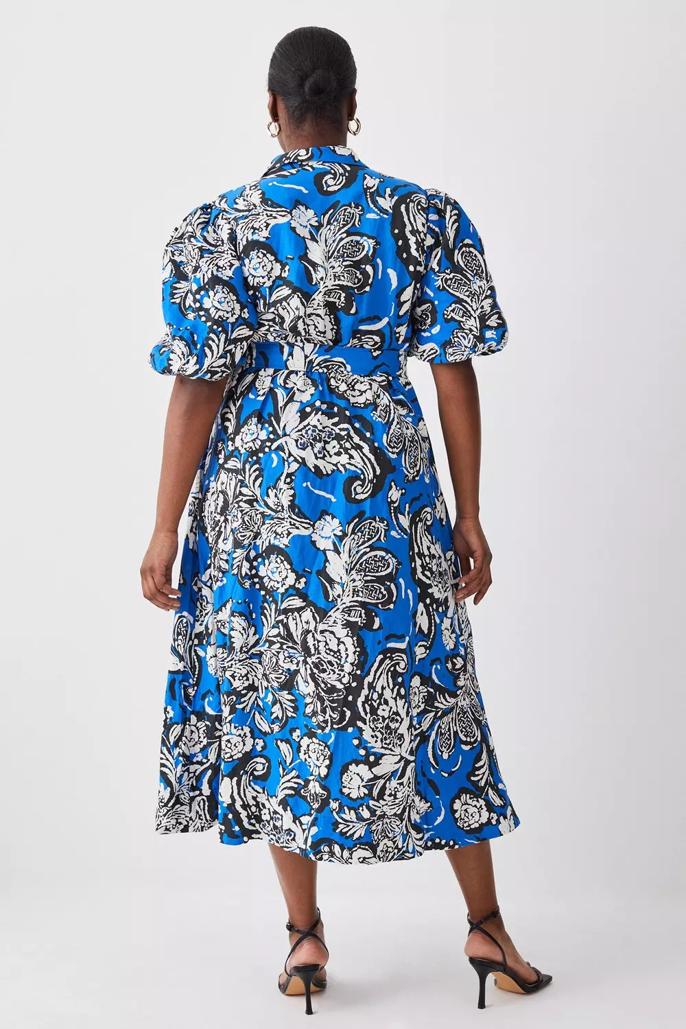 ☆Bicolor Cotton-Linen Midi Dress/KIMHEKIM☆ Premium Linen V Neck Wrap Detail Woven Midi Dress | Karen Millen