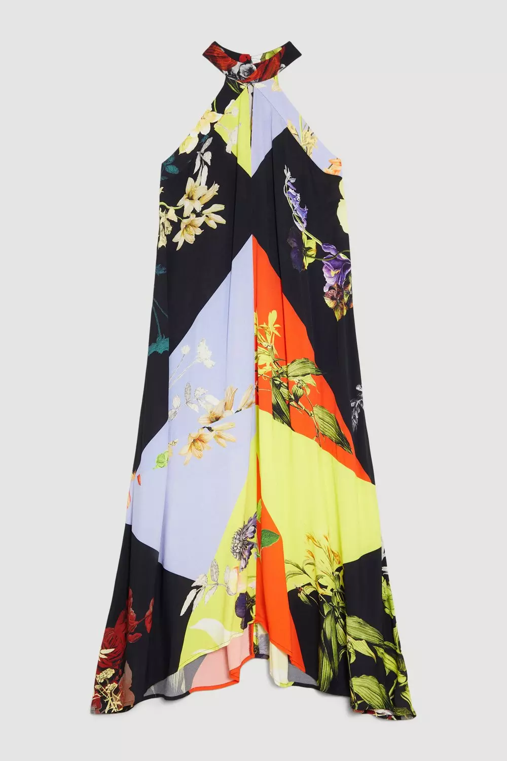 Karen Millen☆カラーブロックパネル テーラード ミディドレス♪ Cascading Floral Pleated Woven Maxi Dress | Karen Millen