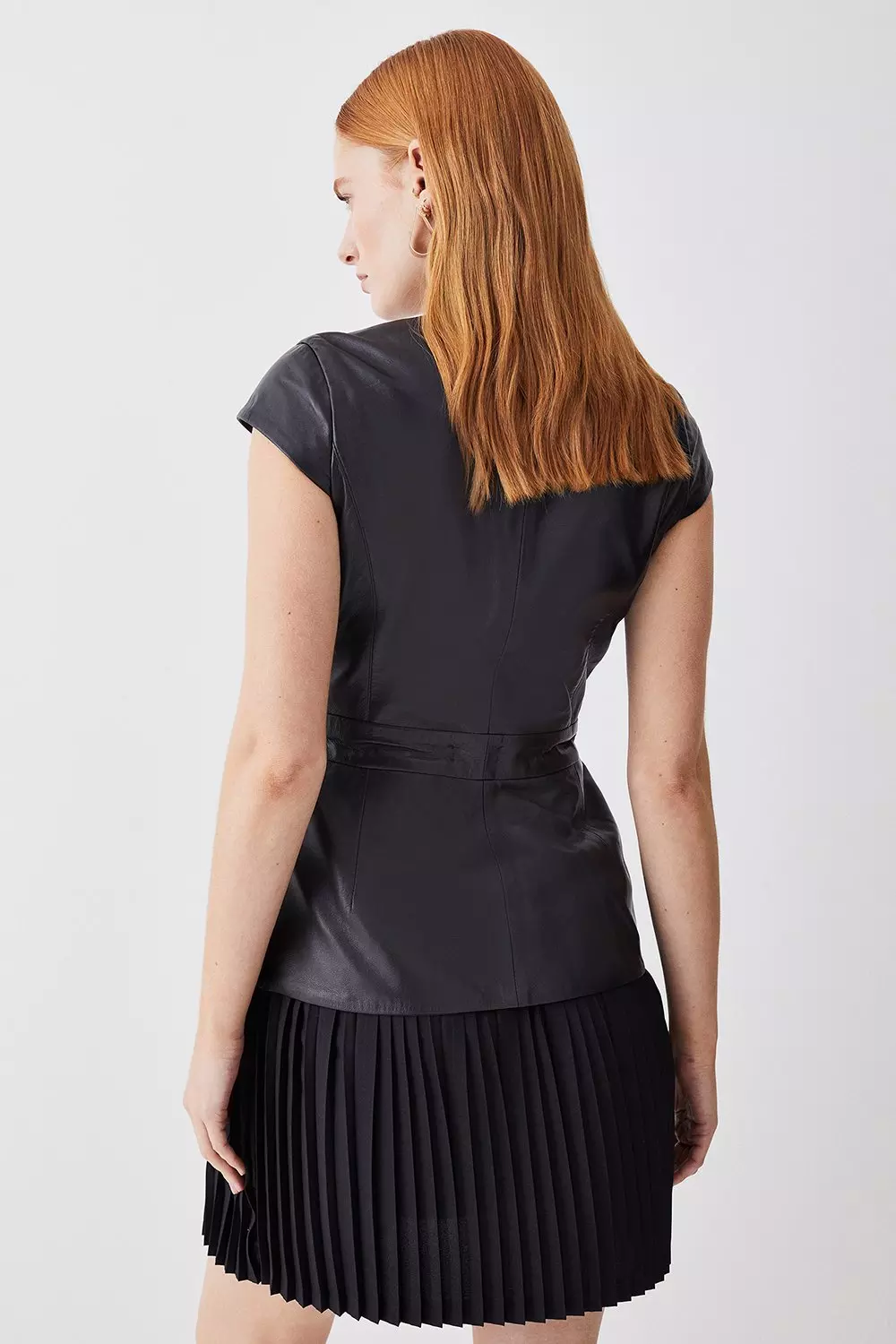 Karen millen pleated leather skirt best sale