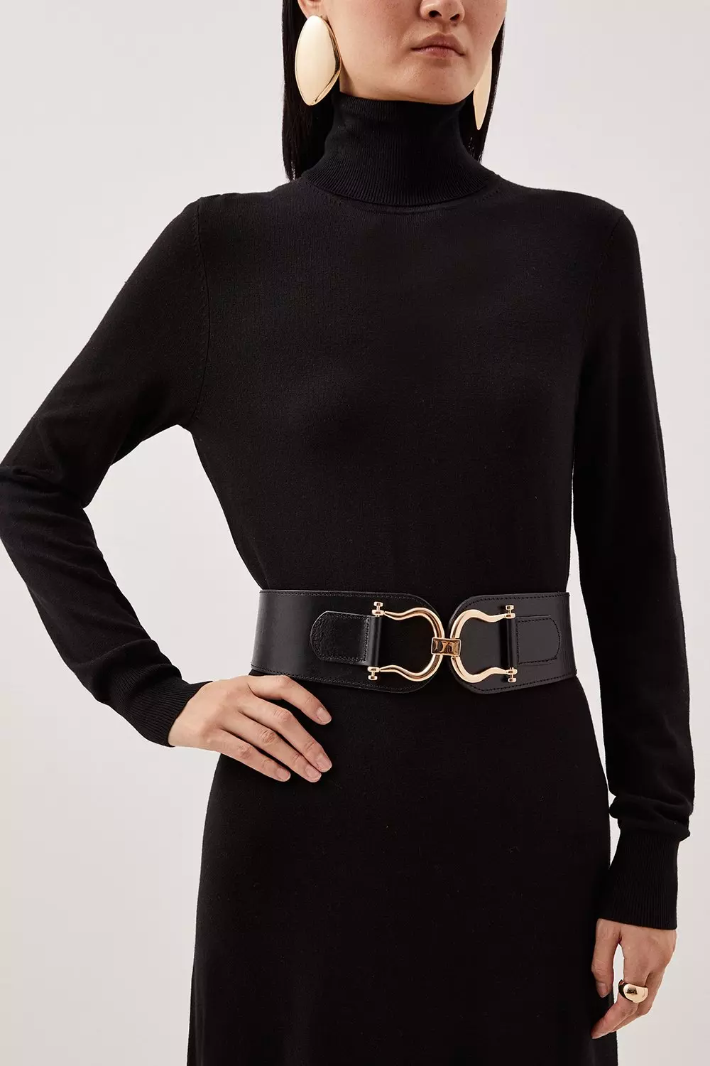 Leather Stretch Wide Waist Belt | Karen Millen