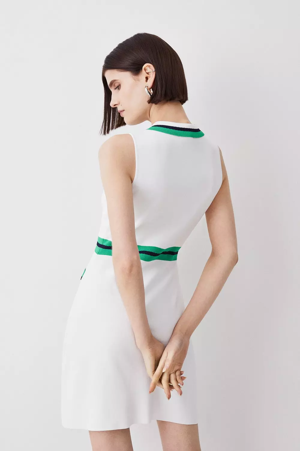 Petite Sporty Full Needle Collared Knit Dress Karen Millen