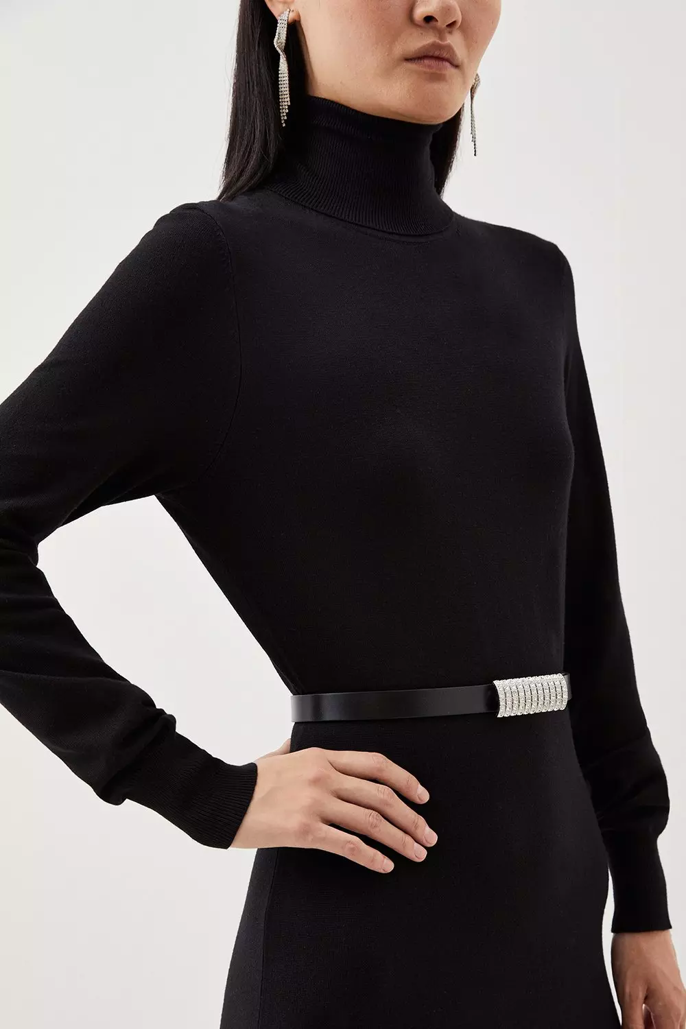 Leather Diamante Buckle Belt Karen Millen