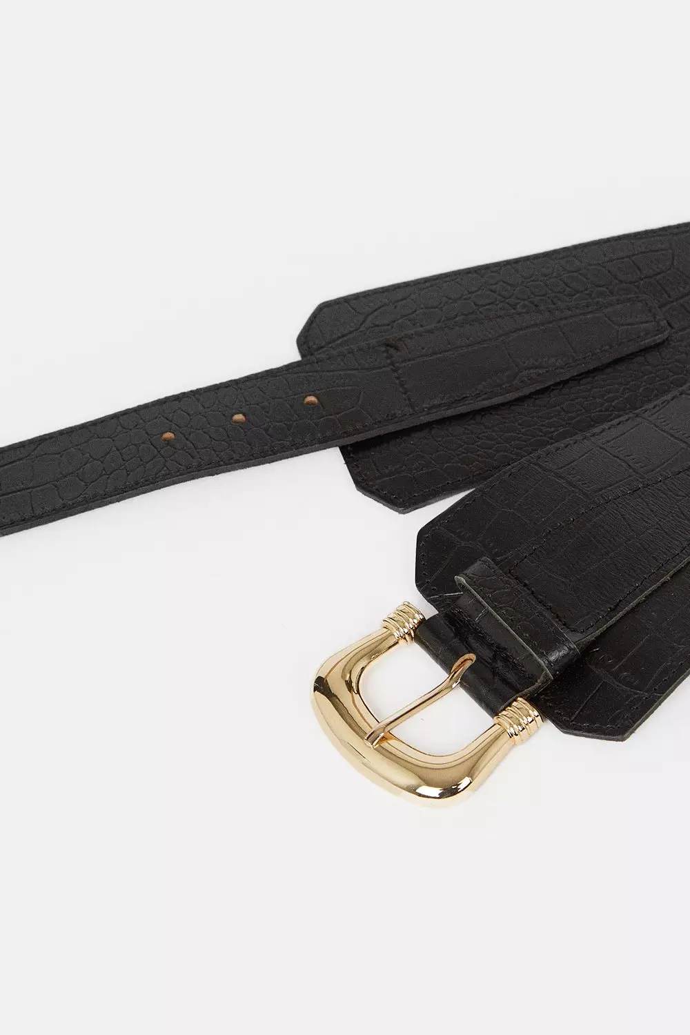 Leather Croc Wide Waist Belt | Karen Millen