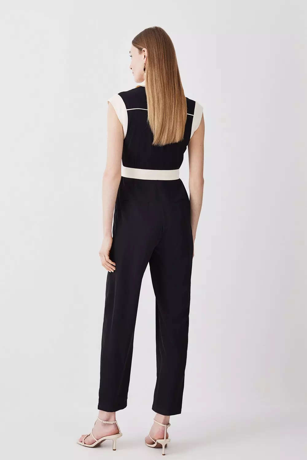 ★Karen Millen★ユーティリティトップステッチ ジャンプスーツ Lydia Millen Petite Structured Crepe Pocket Jumpsuit | Karen