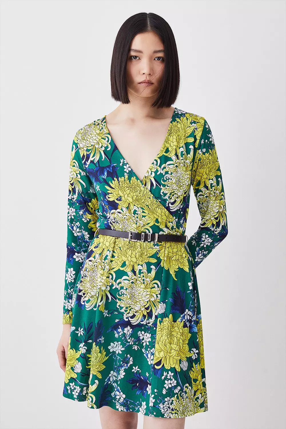 関送込【KAREN MILLEN】スケッチ風フローラル織りカウルバック 関送込【KAREN MILLEN】スケッチ風フローラル織りカウルバック