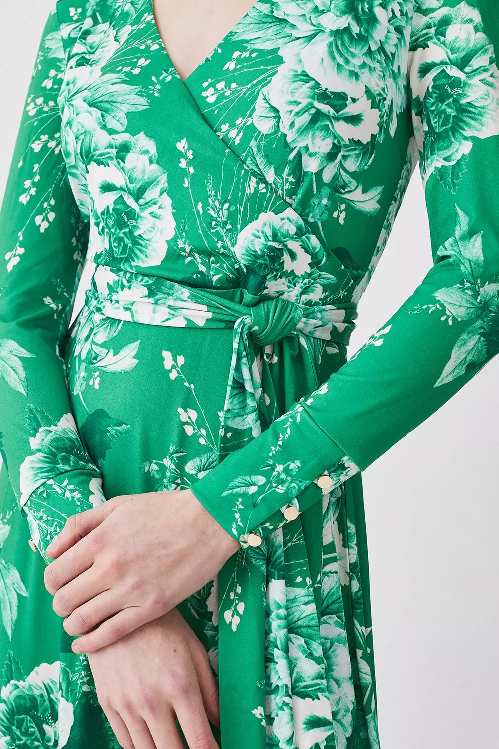 【Karen Millen】英国発！ フローラル Wrap Over Midi Dress KAREN MILLEN Floral Sparkle Iridescent Wrap Midi Dress in