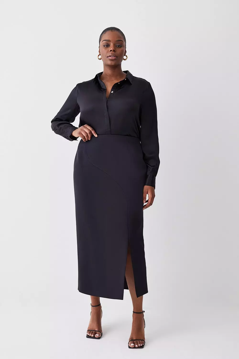 Plus Size Italian Compact Scuba Jersey Pencil Midi Skirt Karen Millen
