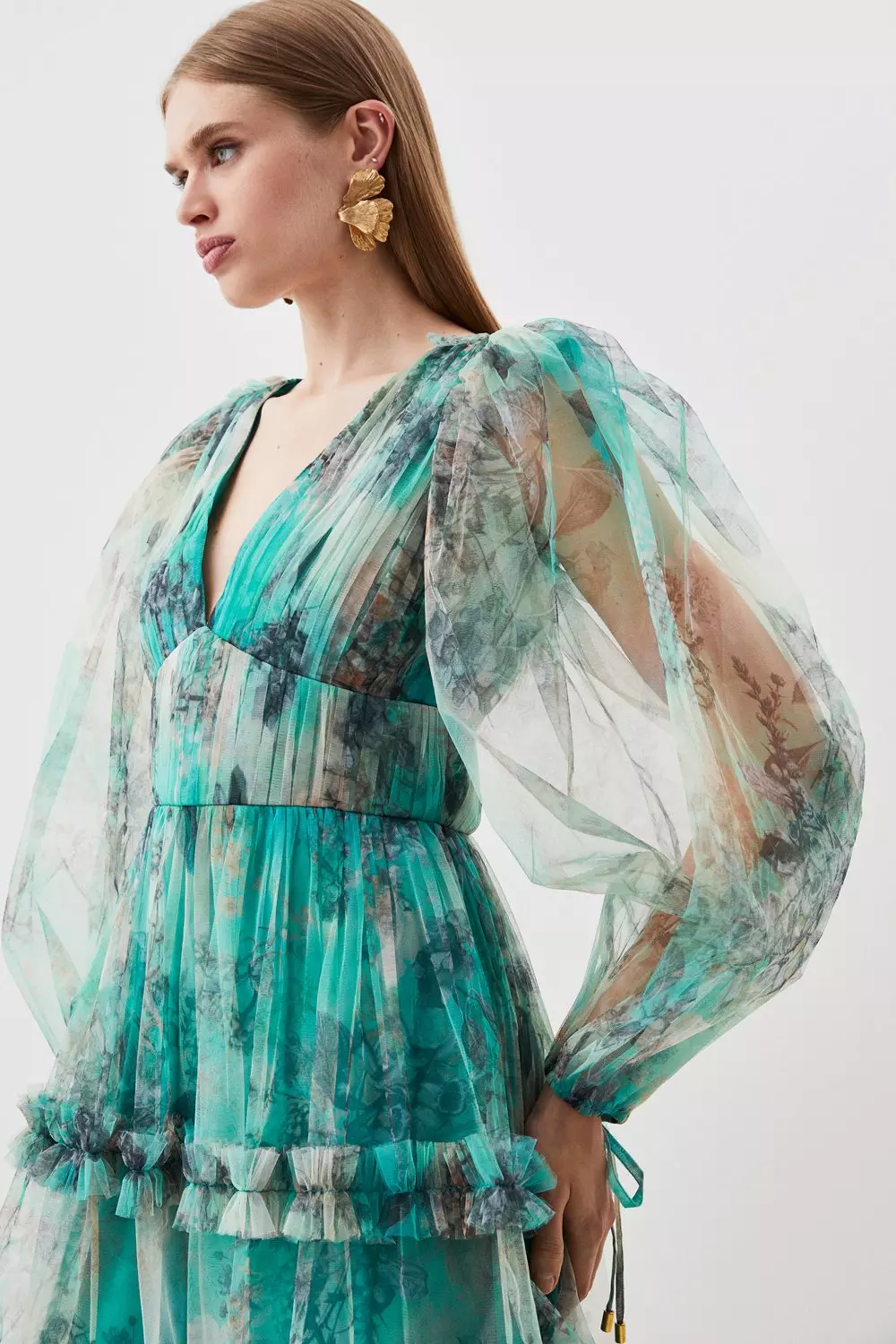 Karen Millen☆Tulle Layered Woven マキシスカート【UK発】 Tulle Layered Woven Maxi Skirt | Karen Millen