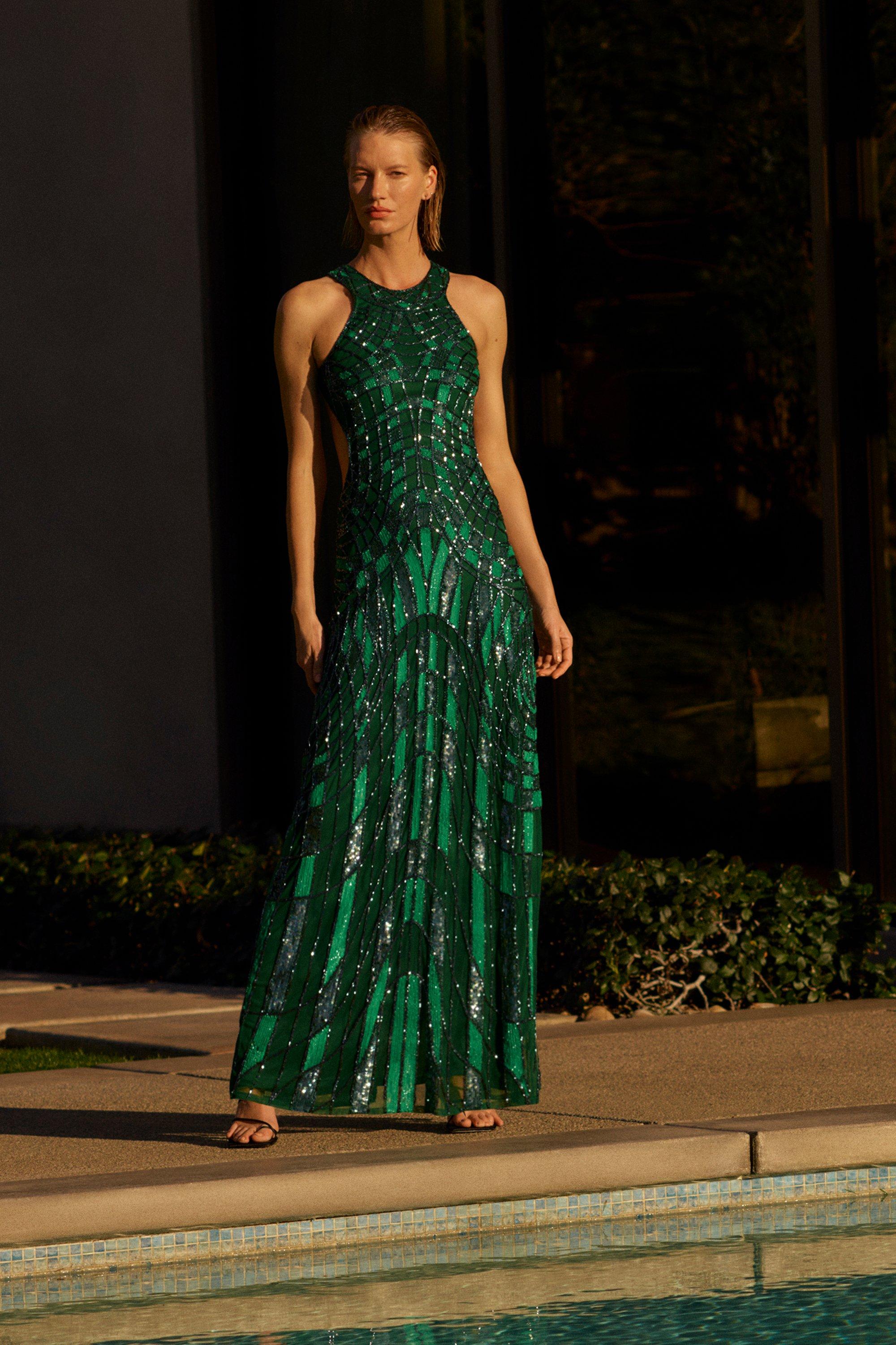 Green embellished dress uk hotsell