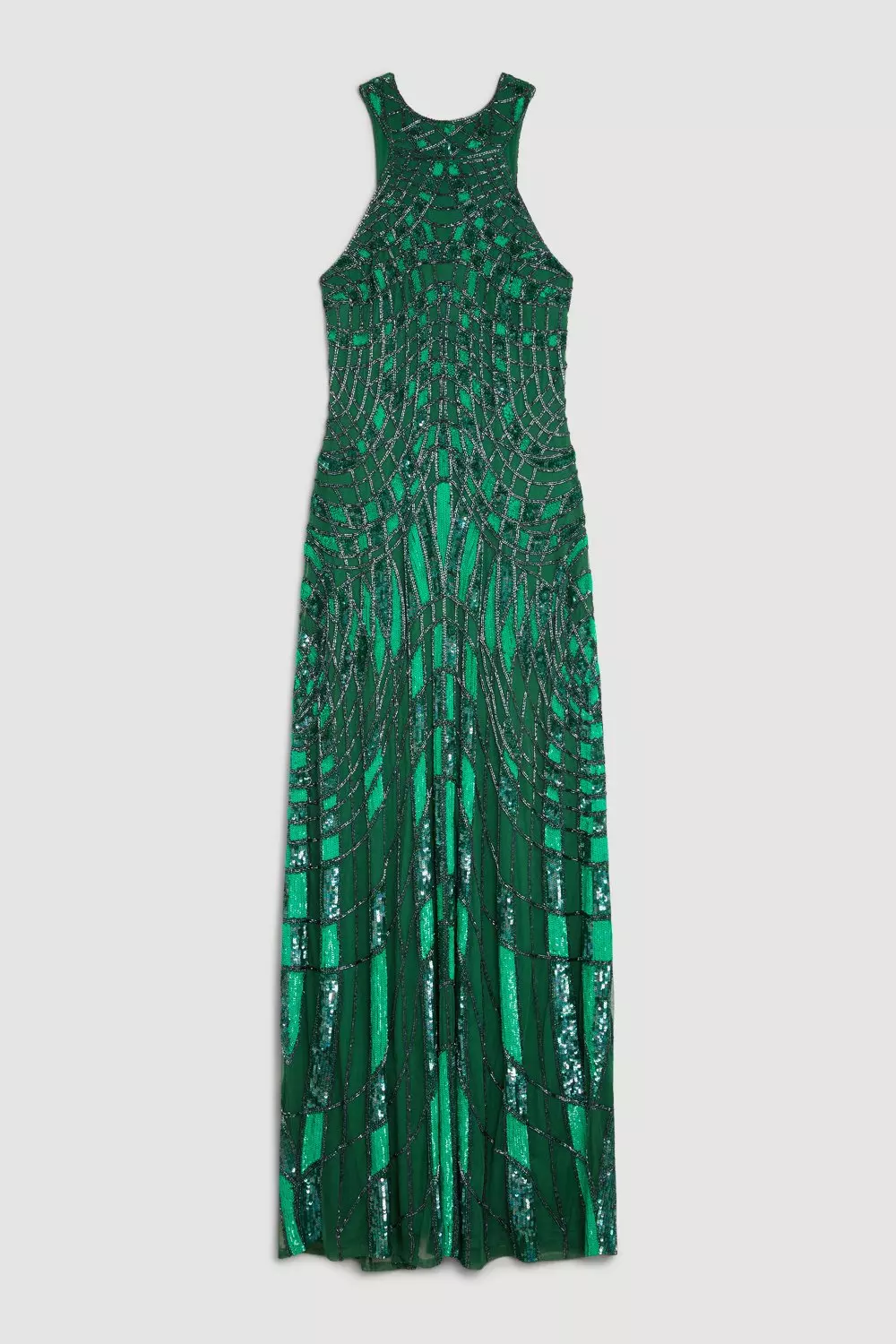 Embellished Geo Halter Woven Maxi Dress Karen Millen