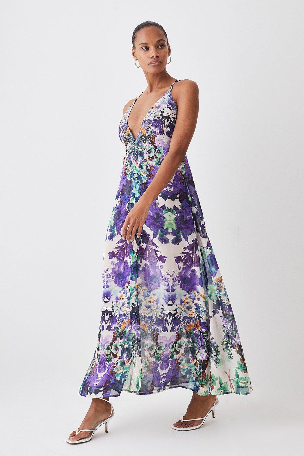 Floral embellished maxi dress hotsell