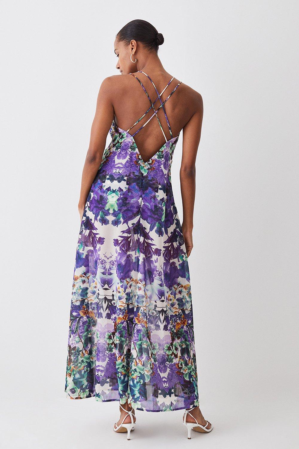 Tall Mirrored Floral Embellished Strappy Beach Maxi Dress | Karen Millen