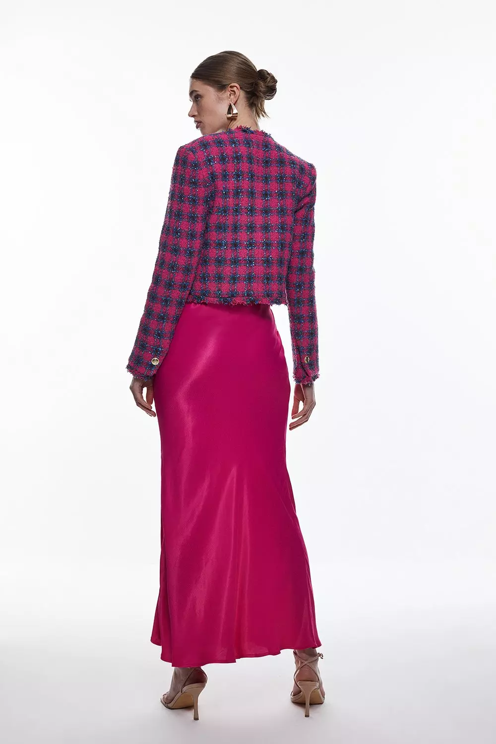 Mid length satin skirts 70s hot sale