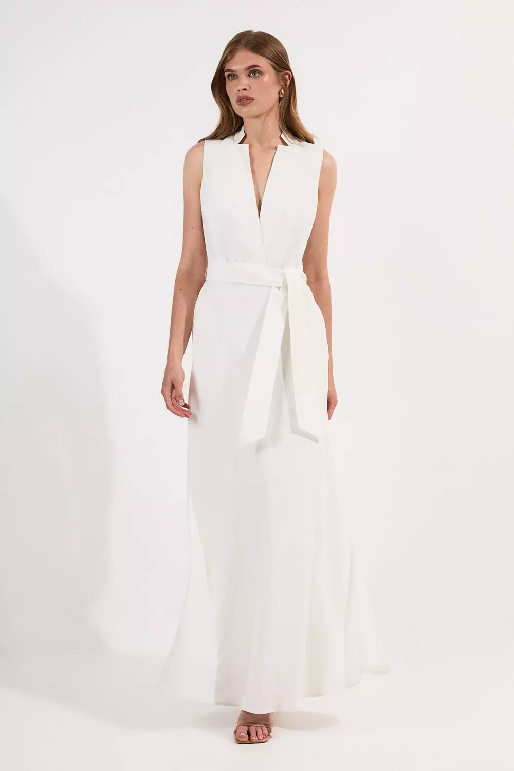 Lydia Millen Linen Wrap Tie Waisted Maxi Dress | Karen Millen