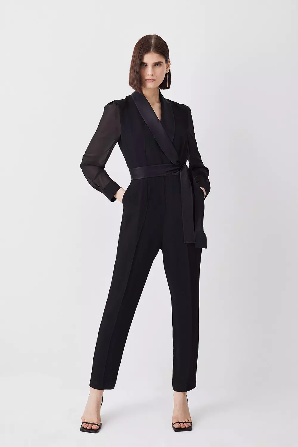 Sheer sleeve jumpsuit on sale