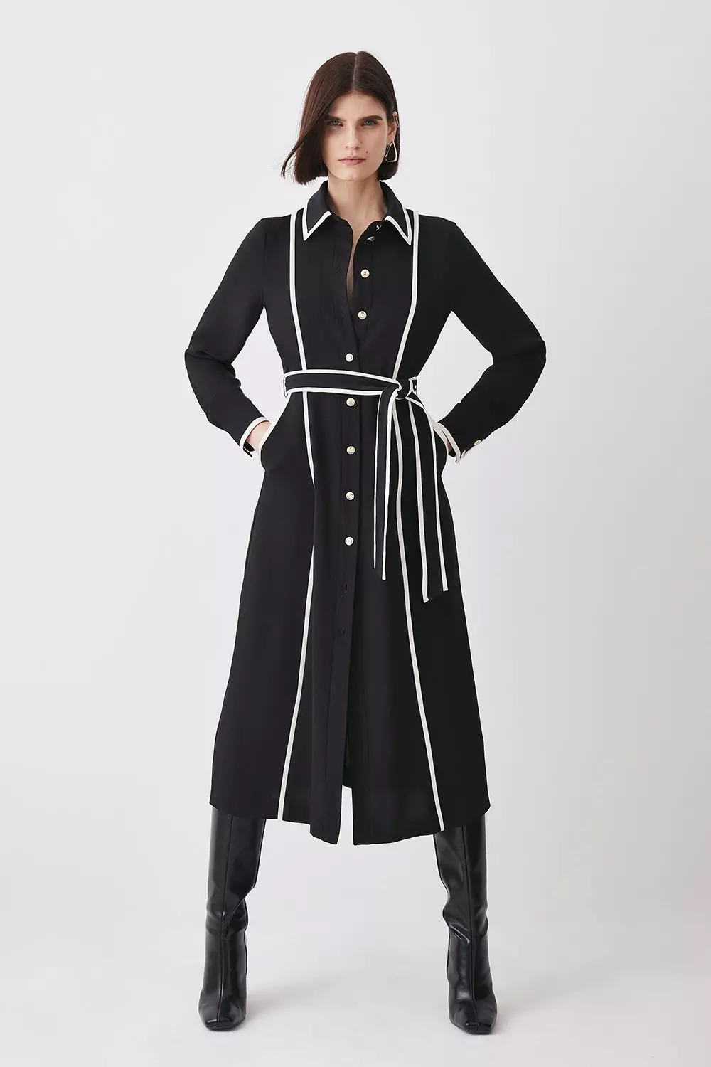 ◆KAREN MILLEN◆ テーラード ラップジャンプスーツ / black Lydia Millen Velvet Tailored Taffeta Bow Detail Peplum