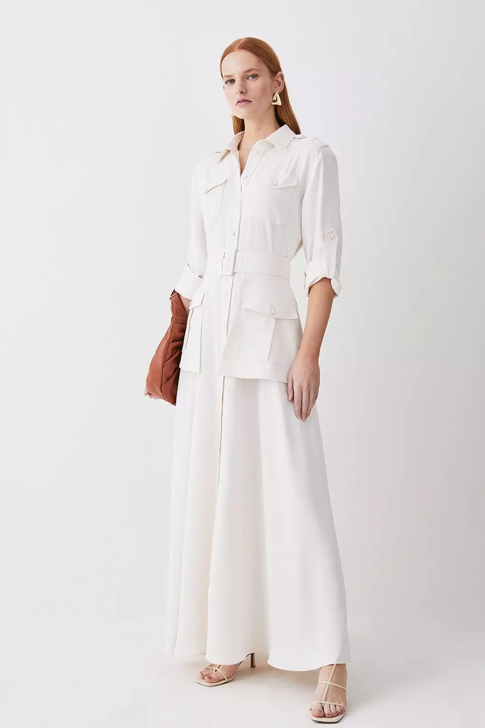 Lydia Millen Petite Soft Tailored Belted Maxi Shirt Dress