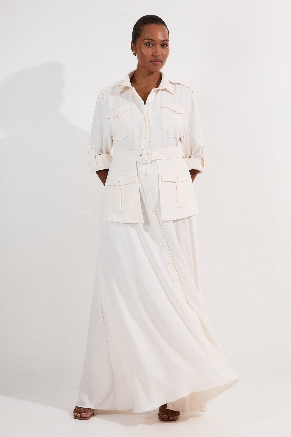 ワンピース Vienna Volume Sleeve Shirt Dress M Vienna Volume Sleeve Shirt Dress white M（White Solid Shirt