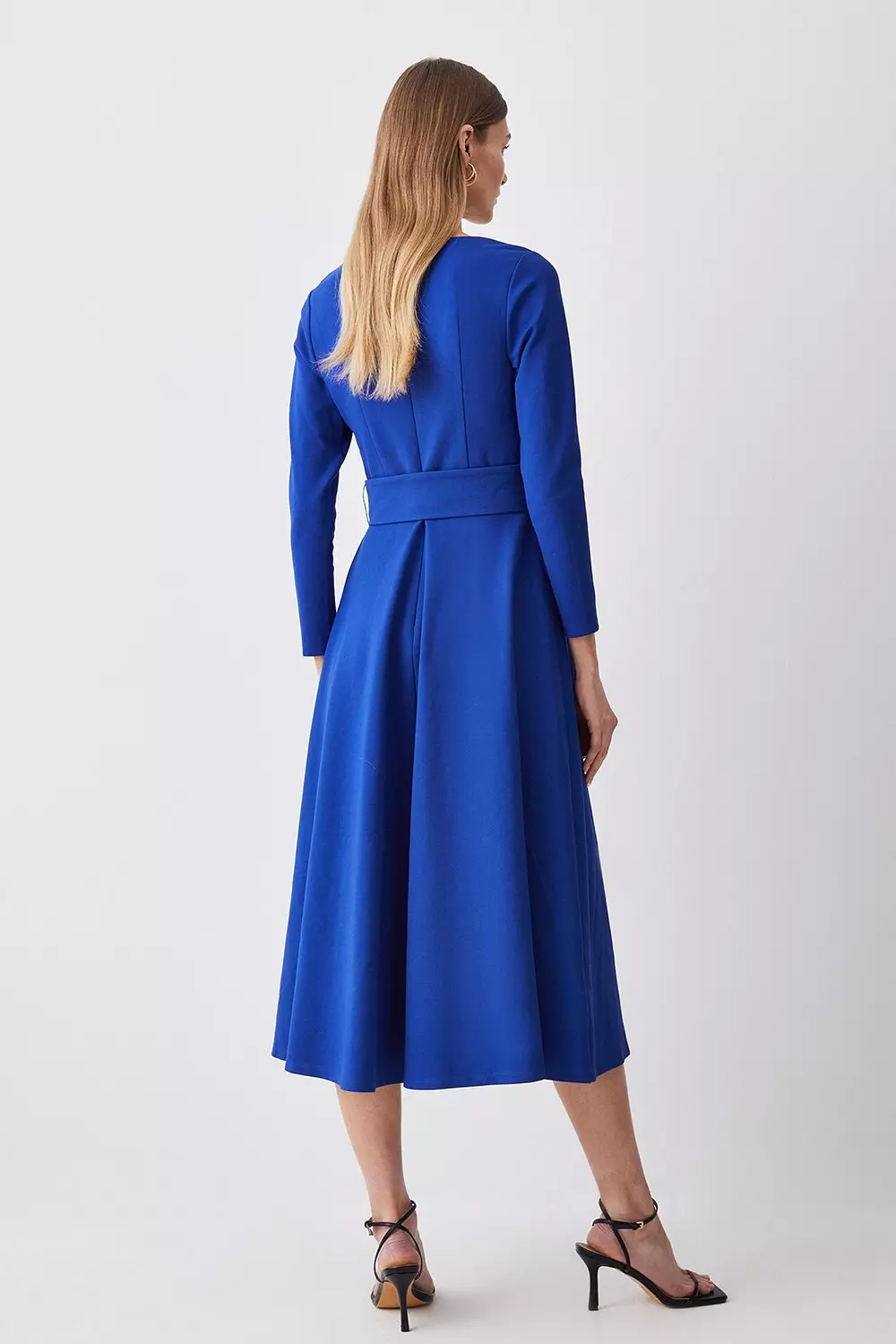 V Neck Belted Midi Dress | Karen Millen