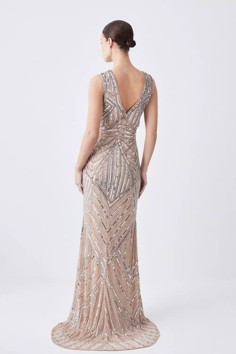 Petite Deco Crystal Embellished Front Slit Midi Dress