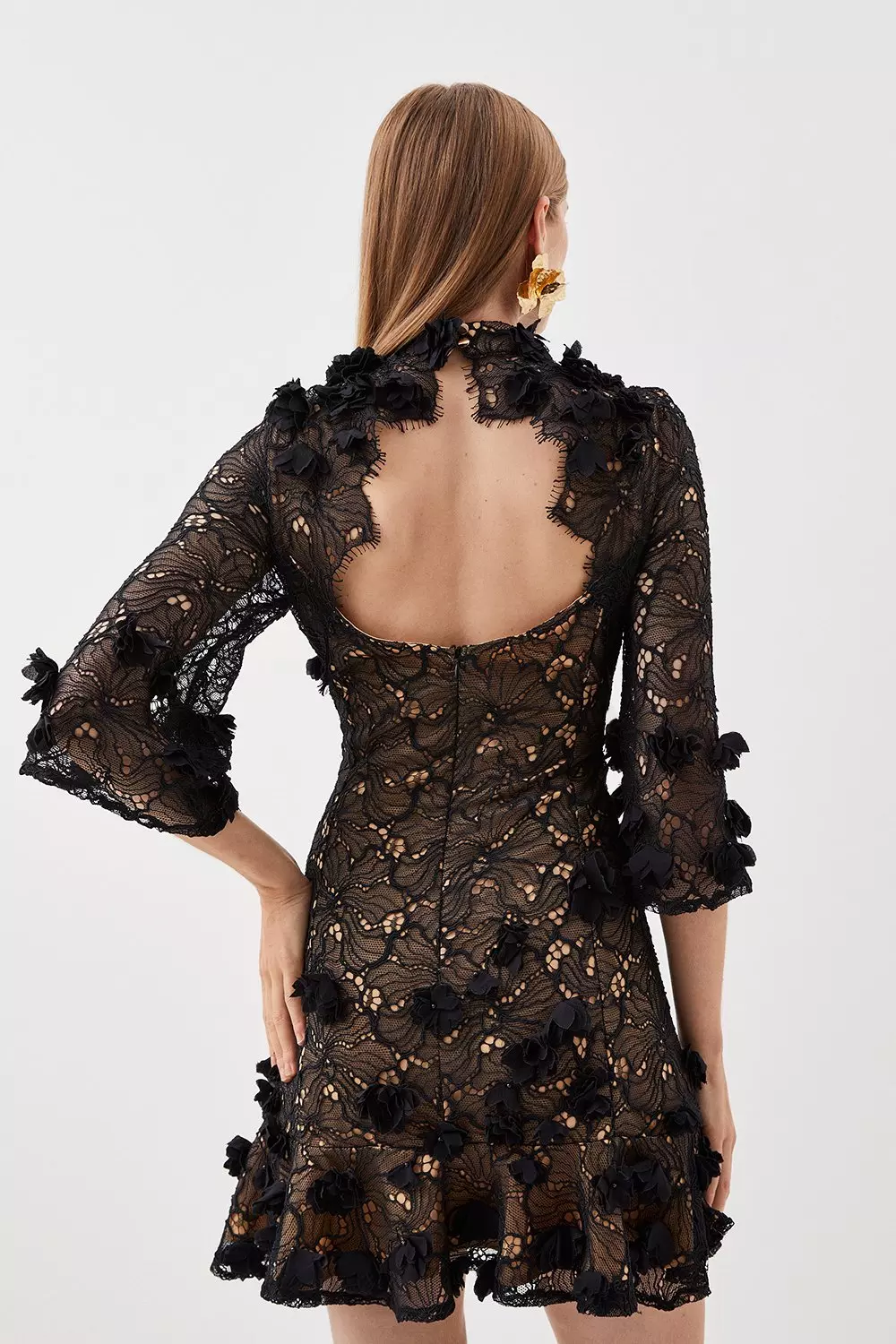 誠実 Applique Floral On Millen Karen | Mini Woven Lace スカート