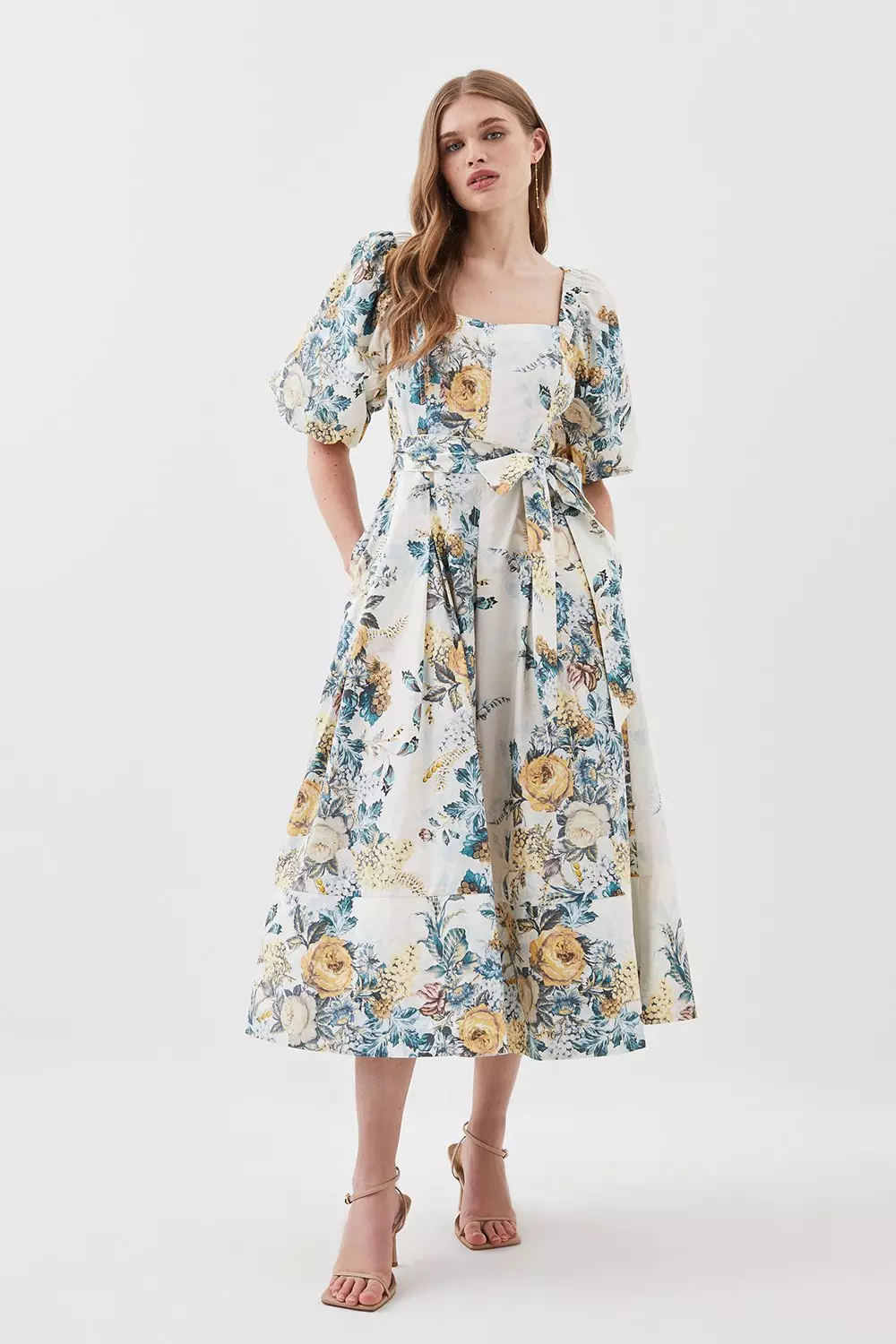 Lydia Millen Trailing Floral Cotton Sateen Midi Dress
