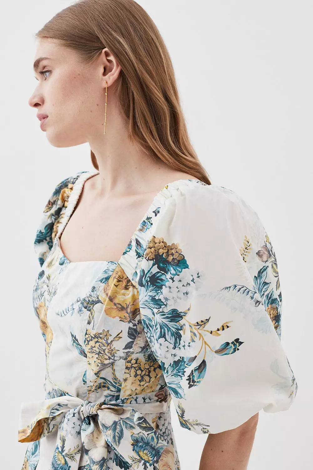 Lydia Millen Trailing Floral Cotton Sateen Midi Dress
