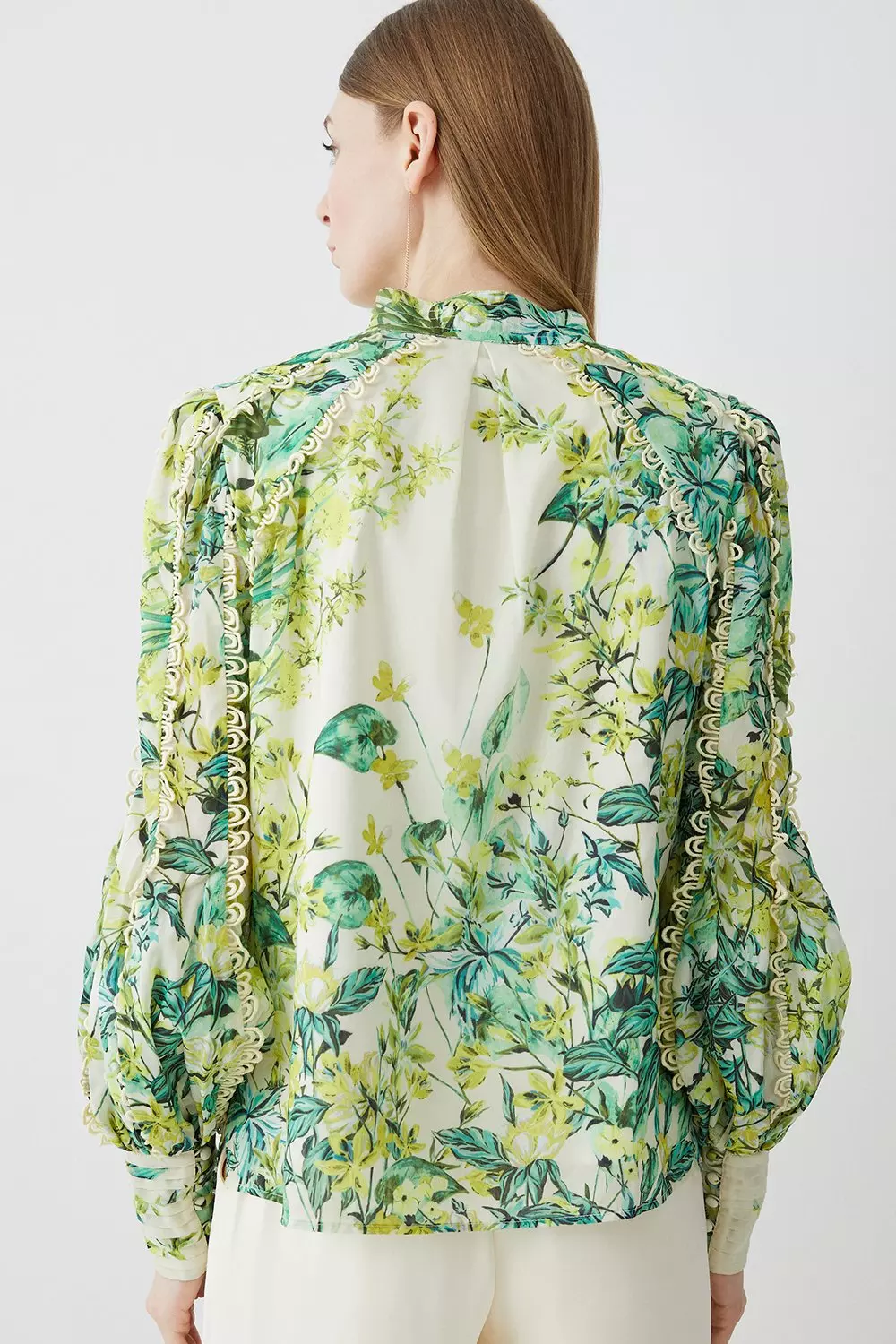 Trailing Floral Woven High Neck Blouse | Karen Millen