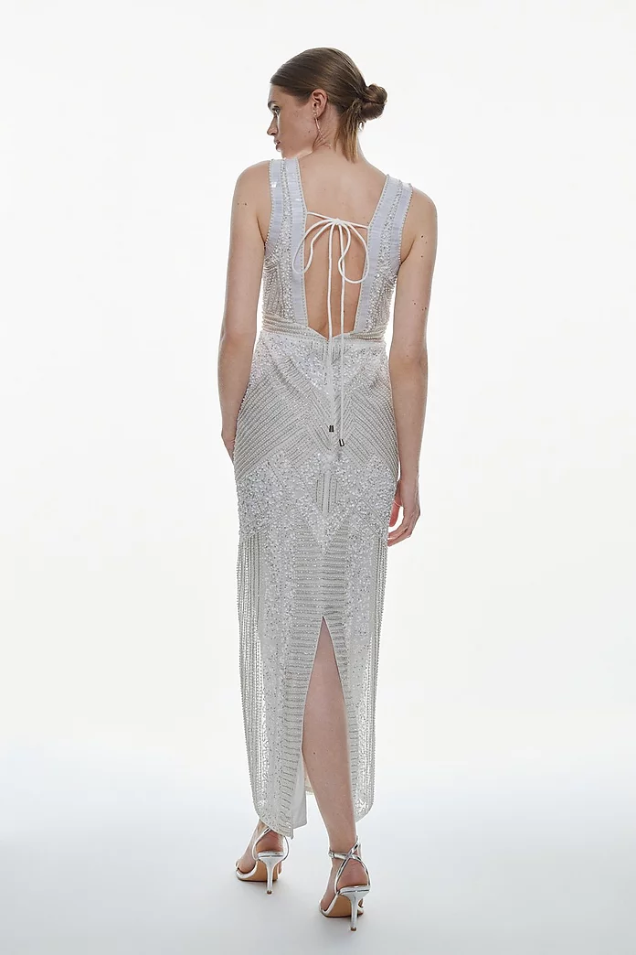 Armour Beaded Detailed Woven Maxi Dress | Karen Millen Armour Beaded Detailed Woven Maxi Dress | Karen Millen