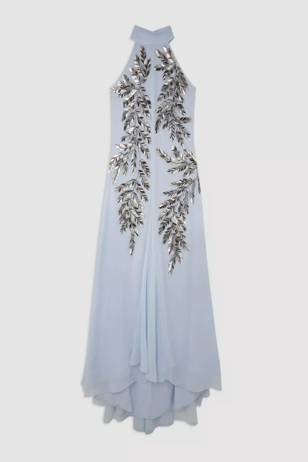 Halter Neck Feather Sequin Detail Woven Maxi Dress | Karen
