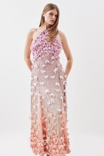 Pink Cotton Applique Detail Woven Max Dress