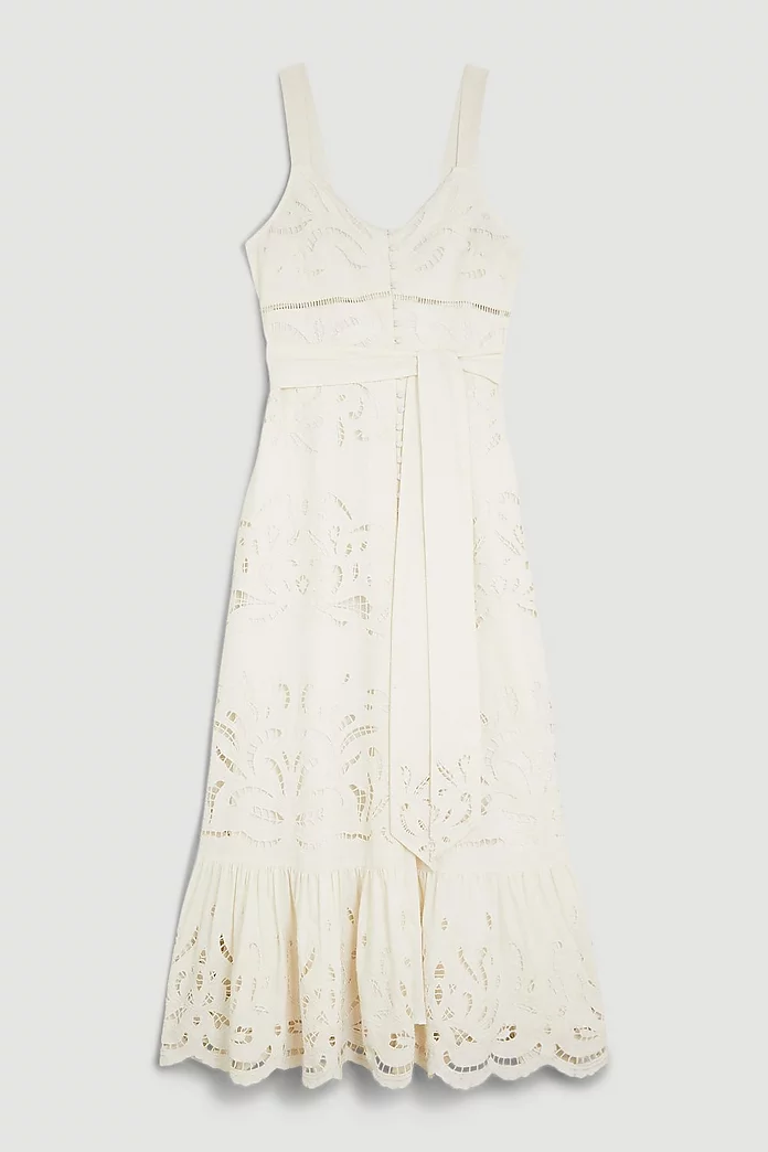 Mirrored Cutwork Strappy Embroidered Woven Maxi Dress Mirrored Cutwork Strappy Embroidered Woven Maxi Dress