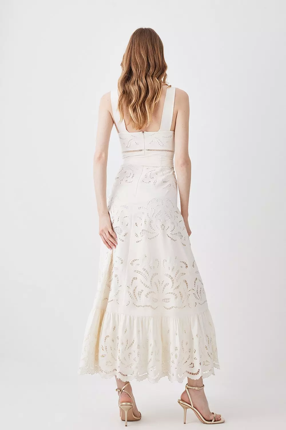 【KAREN MILLEN】カットワーク ホルターネック ベルト付 ドレス KAREN MILLEN】カットワーク ホルターネック ベルト付 ドレス