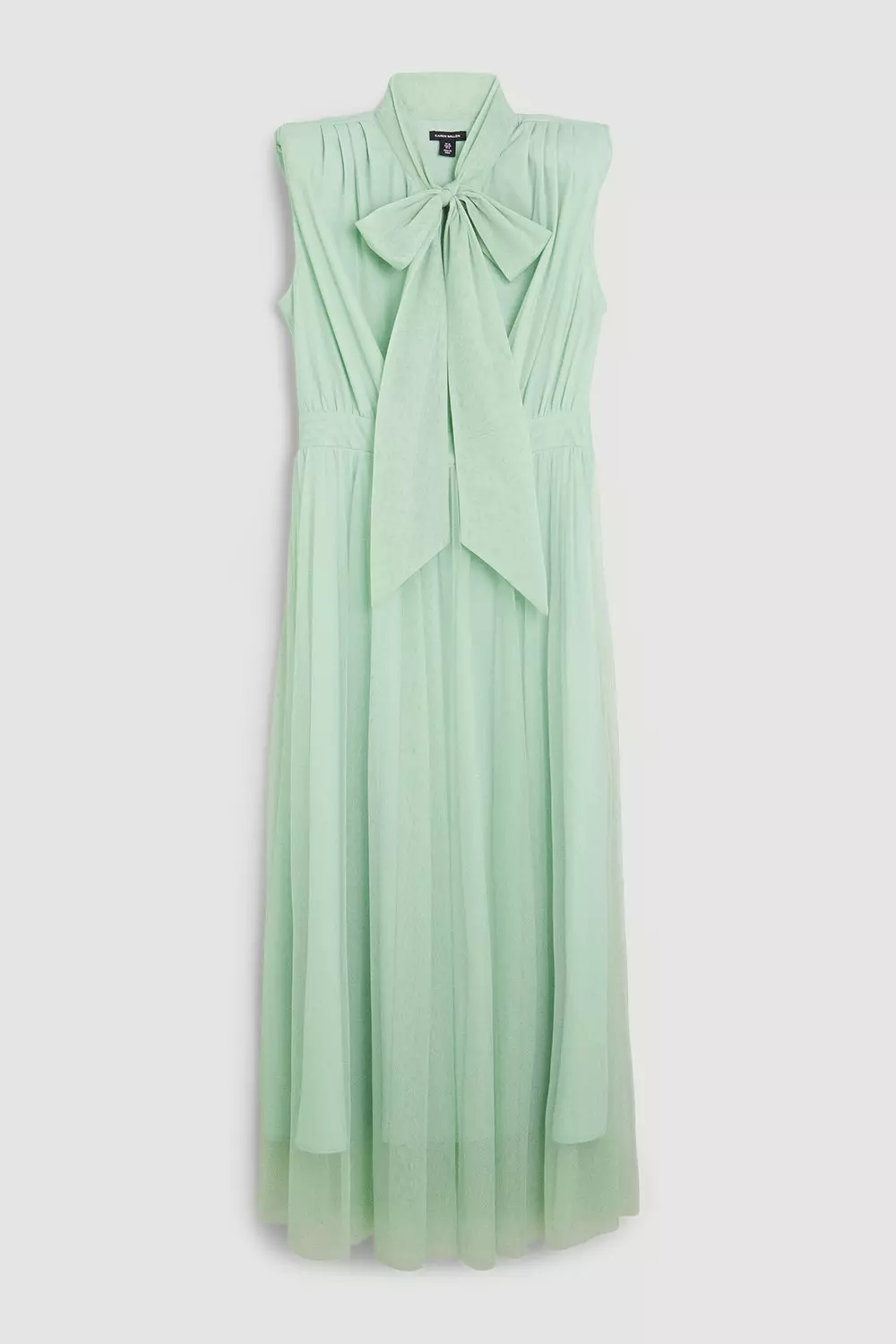 Lydia Millen Mesh Sweeping Pussy Bow Woven Maxi Dress