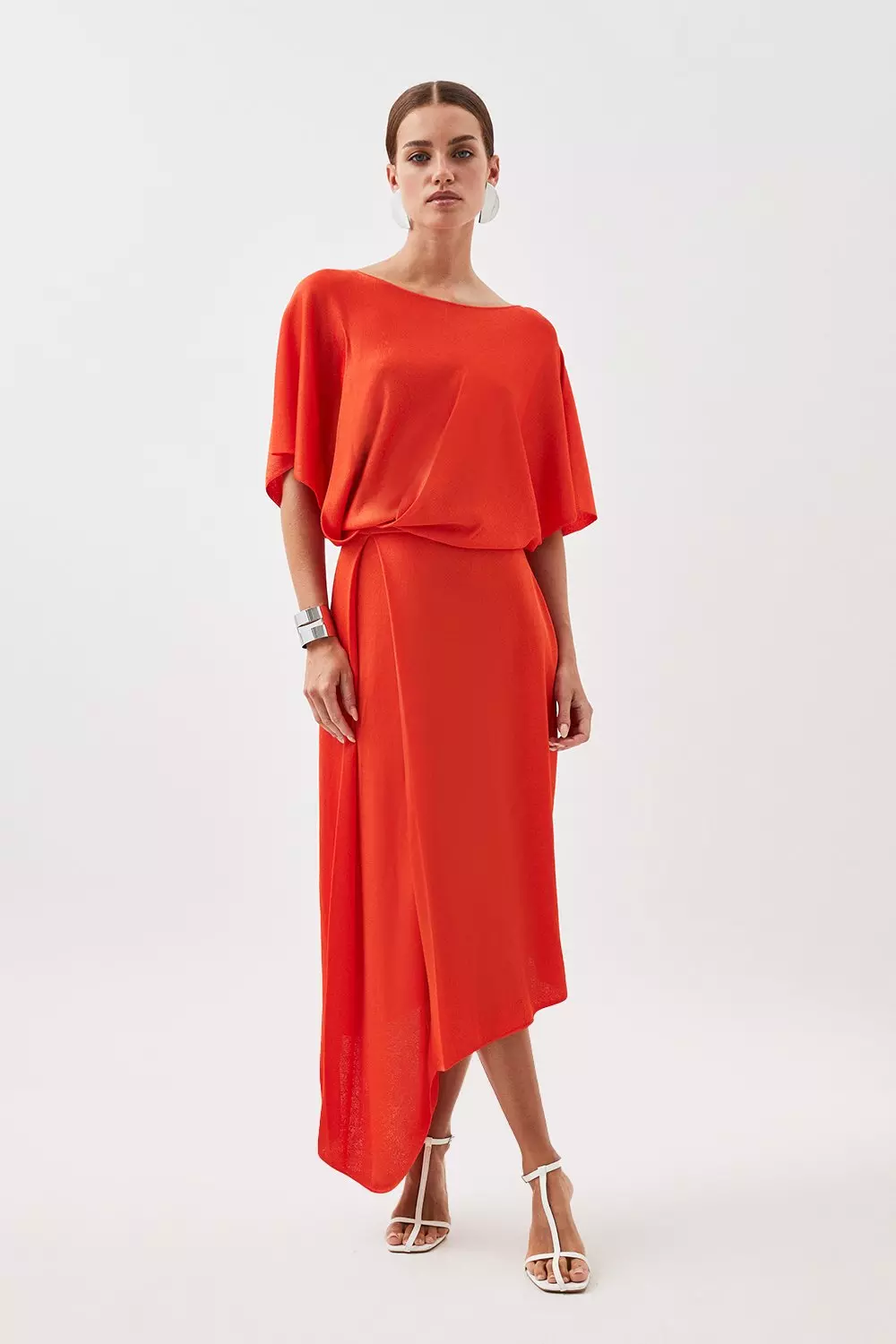 Petite Slinky Viscose Knit High Low Dress Karen Millen