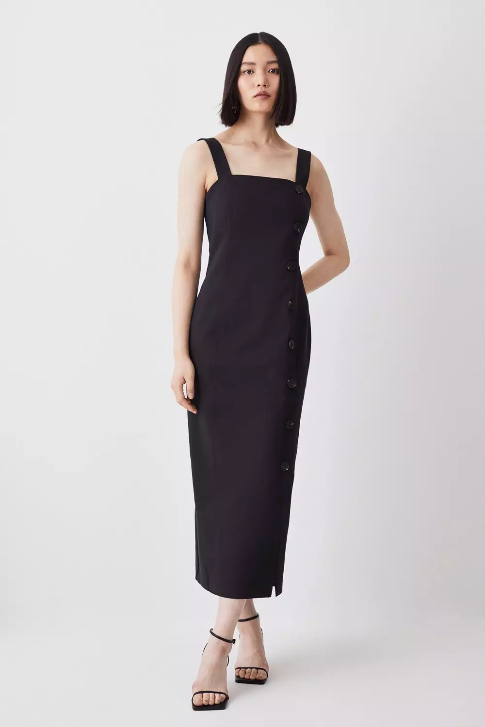 Tailored Button Detail Midi Dress Karen Millen