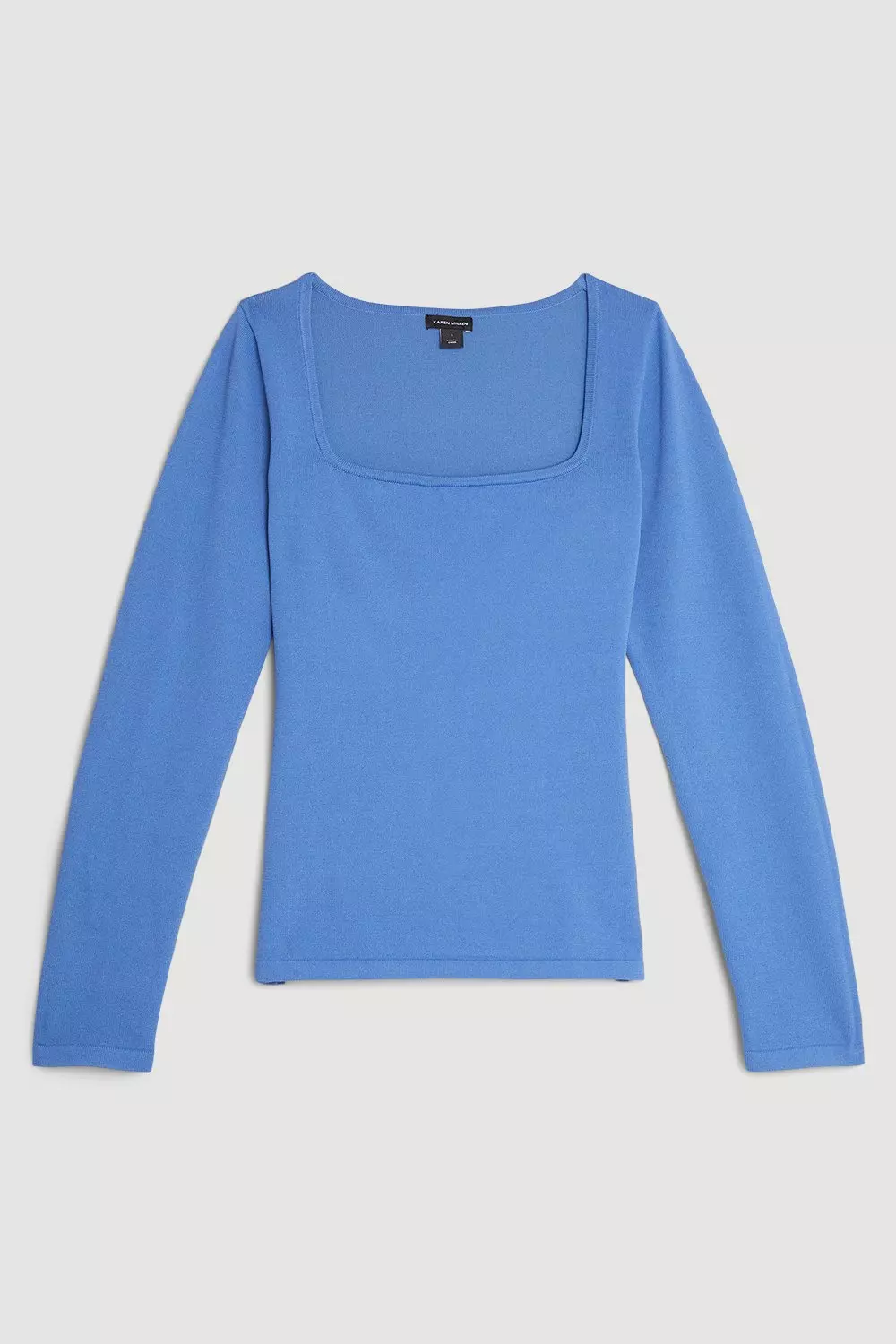 Viscose Blend Square Neck Figure Form Knitted Top | Karen Millen
