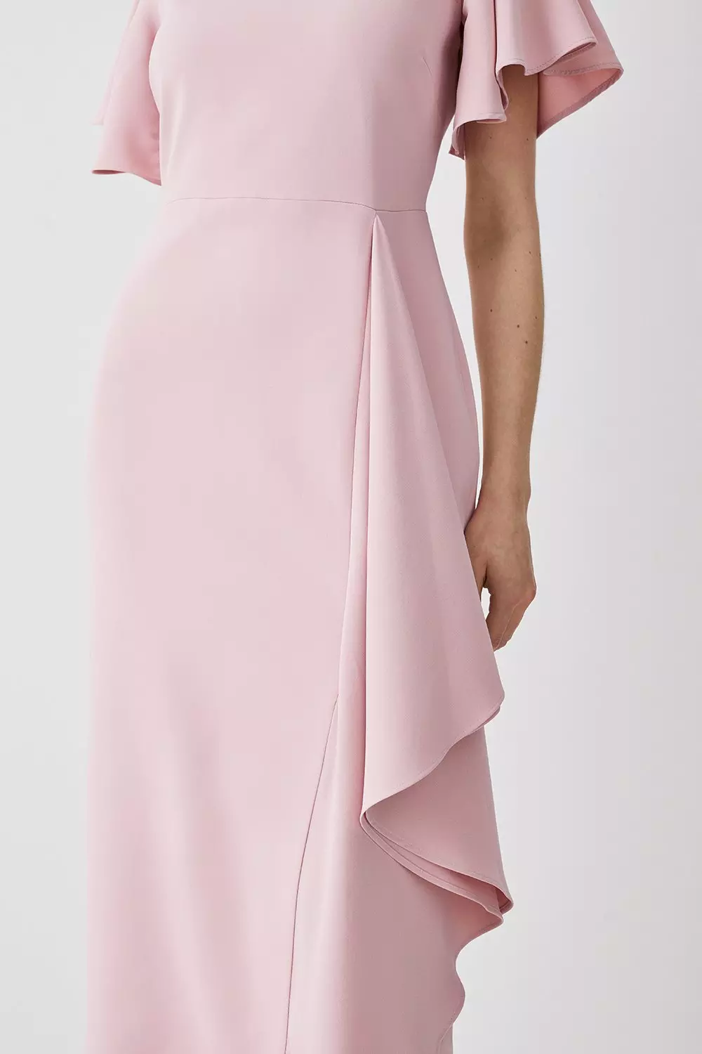 Blush Soft Tailored Angel Sleeve Drape Midi Dress alternative image