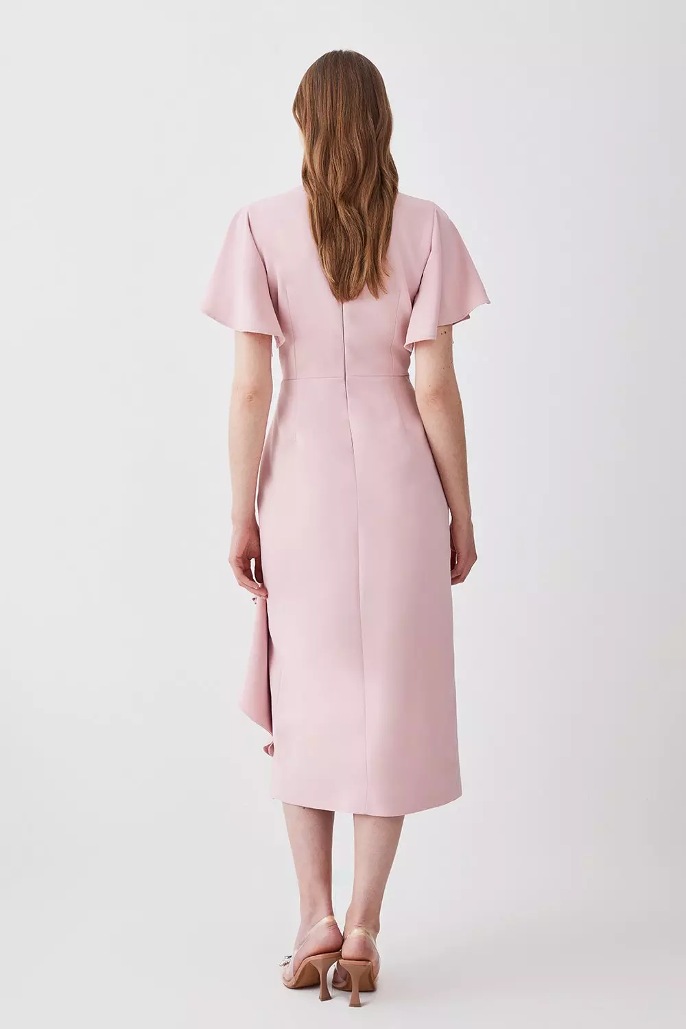 Blush Soft Tailored Angel Sleeve Drape Midi Dress alternative image